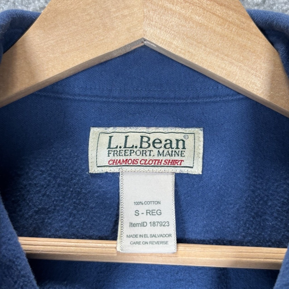 Vintage LL Bean Chamois Cloth Shirt Mens L Blue Thick Cotton Flannel Button Up - Picture 4 of 6